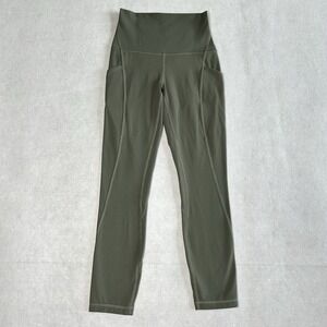 Lululemon Fast and Free High-Rise Leggings Size 2 Olive Green Side Pockets